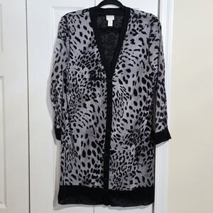 Chico's Snow Leopard Print Cardigan